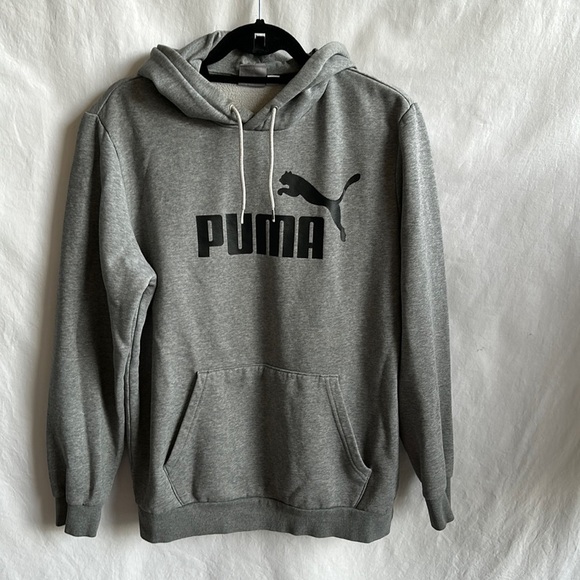 Puma gray hoodie with black letters/logo, size M - Picture 1 of 7